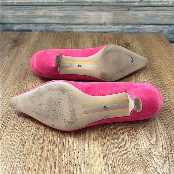 Sam Edelman Bianka Dahlia Pink Suede Pointed Toe Kitten Heels - Picture 12 of 13